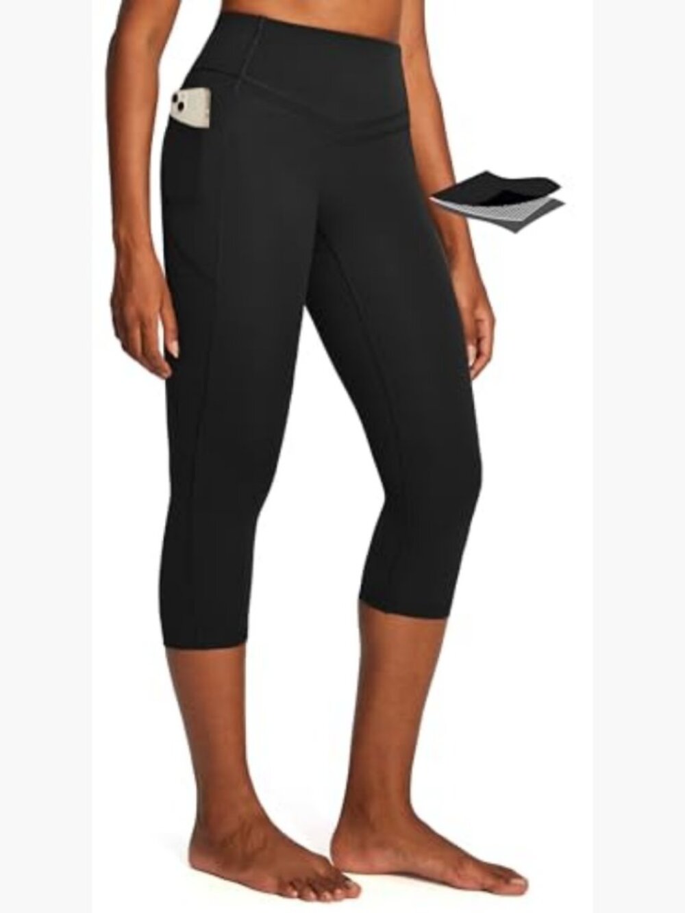 Compression Capri Leggings Women High Waist Yoga Pants Pockets No Rolling